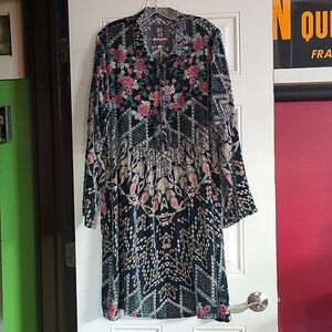 Johnny Was Pete & Gretas 'Marami' Velvet Burnout Dress XL NWT